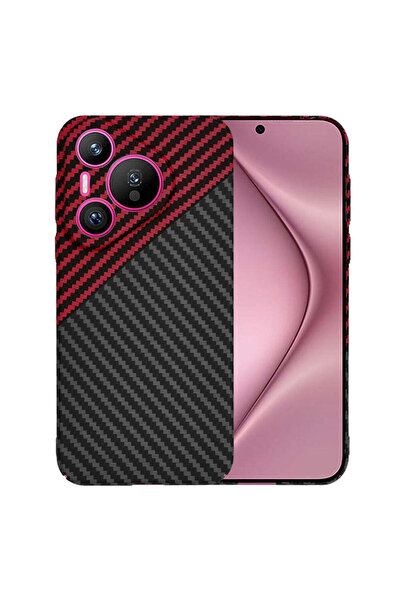 Techsuit Husă pentru Huawei Pura 70, Carcasă din fibră de carbon, roșu închis...