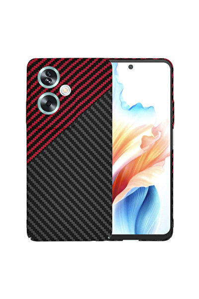 Techsuit Husă pentru OPPO A79 5G, Carcasă din fibră de carbon, roșu închis - ...