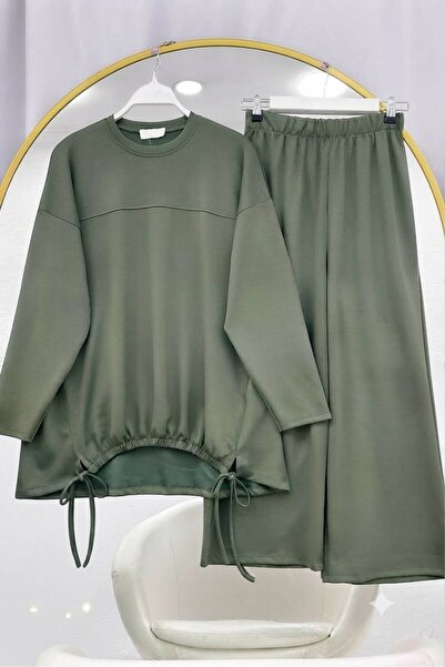 EC MODA Drawstring Detailed Two-Piece Suit with Trousers