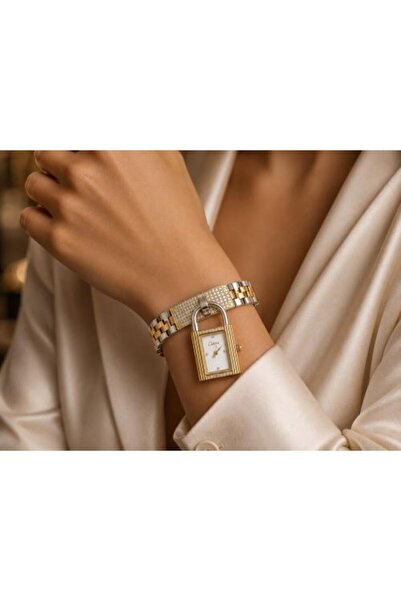 Katera Catera Lock Women's Watch Steel Silver and Gold Color White Dial