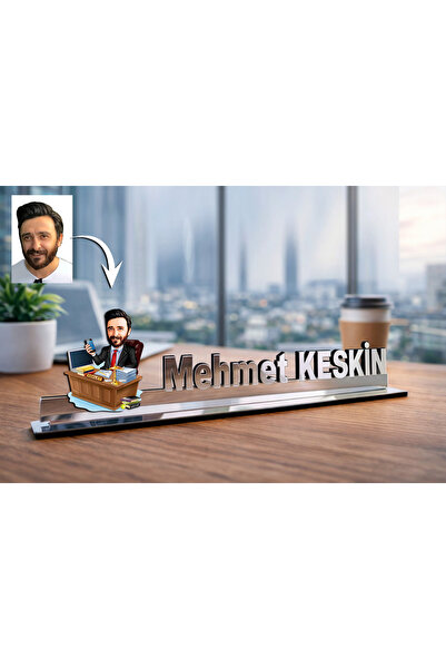 MK Sanart Kişiye Özel Avukat Karikatür Tasarımlı Masaüstü İsim Plaketi Yeni B...