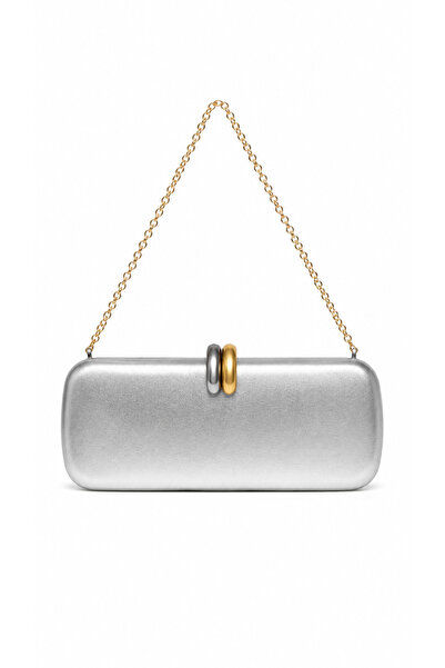 GZ GAIBAG Lune Gray Box Shape Clutch Bag with Chain Strap