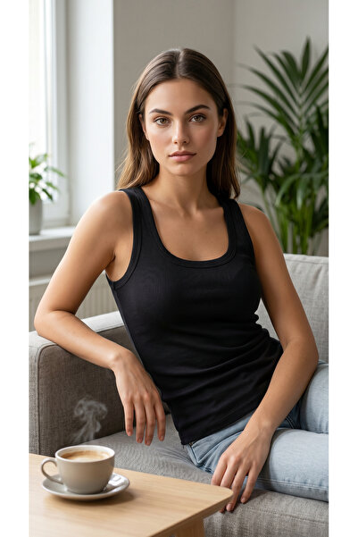 Siyah likralı basic bluz