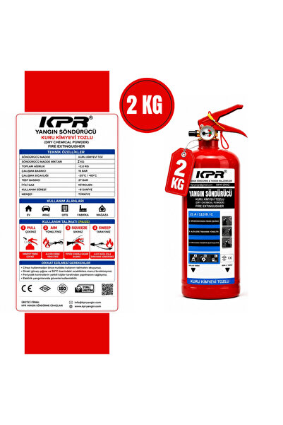 KPR YANGIN 2 Kg Kuru Kimyevi Tozlu RUHSATA UYGUN TÜVTÜRK UYUMLU YANGIN SÖNDÜR...