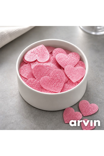 hediyehobihersey Yenilebilir Gofret Kağıdı Pembe Kalp 2.1 cm 60 Adet