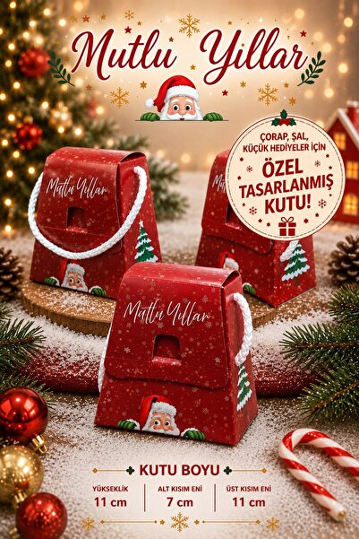 Emtory Home Beyaz İpli Noel Baba Hediye Kutusu - Yılbaşı Hediye Paketi - Yılb...