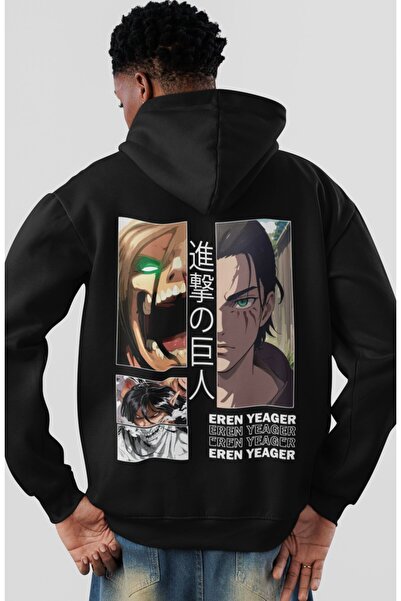 SEVBANO هودي من القطن الممشط مطبوع عليه أنمي Attack On Titan من Eren Yeager ل...