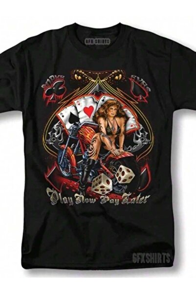 799 Biker Classic HarIey Motorcycle Sexy Pin Up Vegas HD Graphic T-Shirt