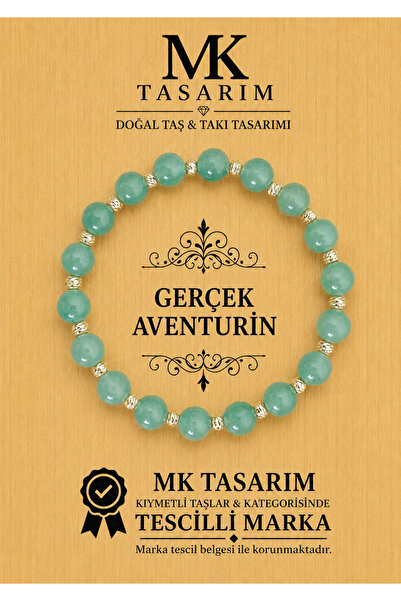 MK tasarım Real Aventurine Bracelet Mk.7000.849- Comfort-Peace-Energy- Stress...