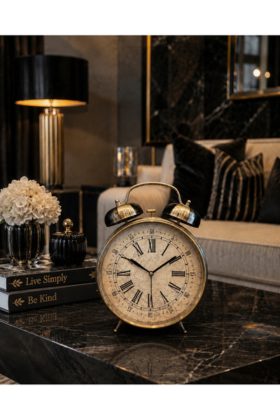 Hinora Home Eskitme Model Metal Kasalı Dekoratif Masa Saati Ofis Salon Hediye...