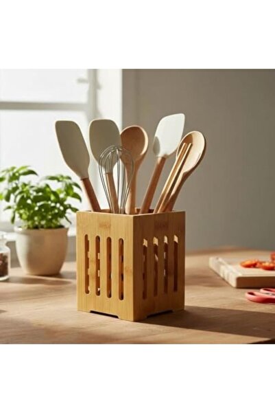 Yıldızan Albemo Small Size Natural Bamboo Spoon Holder - Straw Weave Design C...