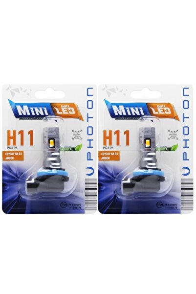 TEKNOPARTS Photo Mini H8 H9 H11 H16 Amber Turuncu Compact Led 2'li