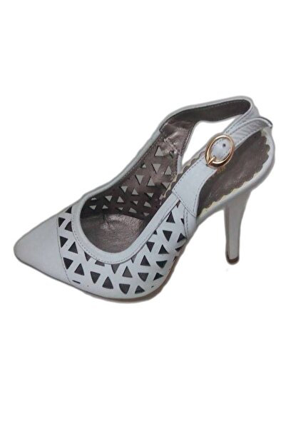 OEM Sandale elegante , stiletto, din piele naturala perforate, de culoare alba