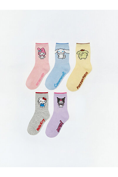 LC Waikiki Лицензирани къси чорапи за момичета Hello Kitty, комплект от 5 чифта