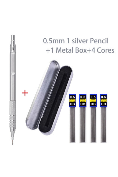 Choice8 0.5mm silver set JOMPENS Metal Mechanical Pencil 0.7/0.9/0.3mm Refill...