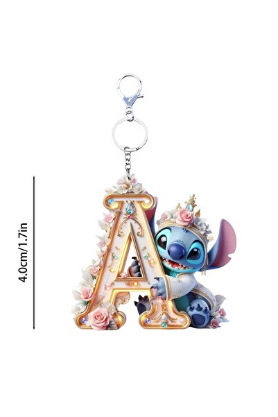 Choice25 Bandai A Acrylic flat 2D Stitch 26 English letters Pendant Keychain ...