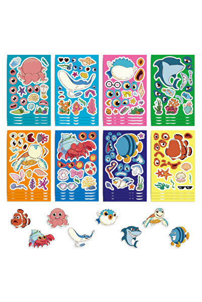 Choice1 8pcs 8/16 Pcs Cartoon Marine Animal Make A Face Stickers DIY Game for...