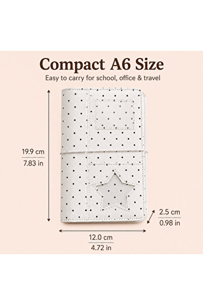 Choice3 Shell A6 6 Ring Binder Notebook Polka Dot Cloth Loose Leaf Planner Sc...
