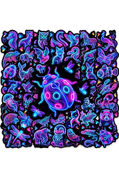 Choice1 50pcs x2 50Pcs Fun Neon Animal Gradient Glow Stickers Decorate Skate ...