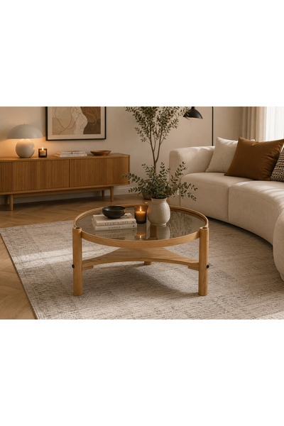 KLASS DEKOR Ceviz/ Meşe/ Beyaz/ Siyah TEMPERLİ CAM Masif Ahşap Balkon- Hol- K...