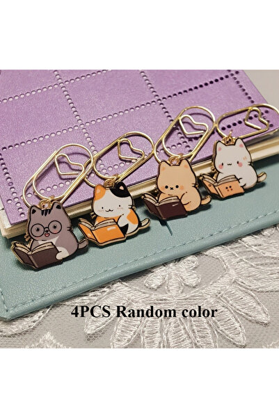 Choice1 4pcs-Random color 2/4pcs/set New Cat Creative Paper Page Clip Pink Ka...