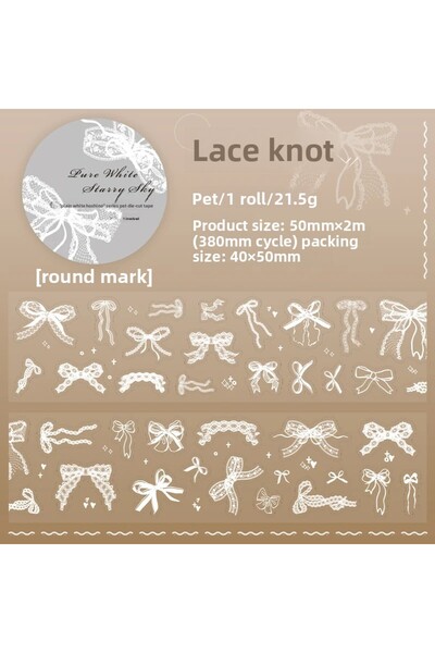 choice2 b 5x200cm Pure White Cute PET Die-Cut TapeStickers Lovely Bow Bubble ...