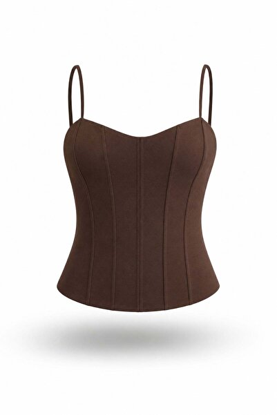 5in1Canpolat Brown Heart Collar Bustier 17685