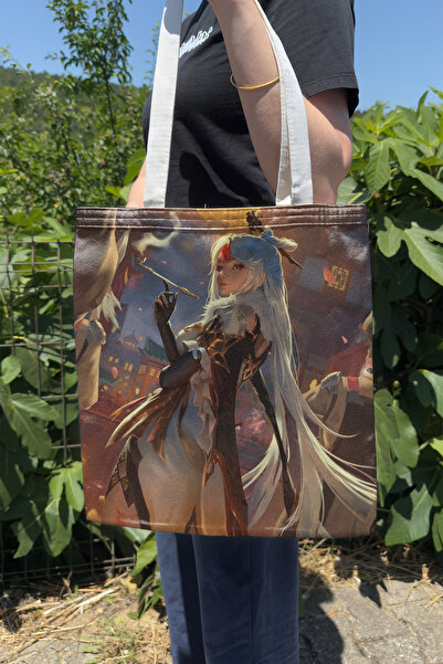 ZipZap Ningguang Genshin Impact V4 Double-Sided Canvas Print Tote Bag Anime Bag