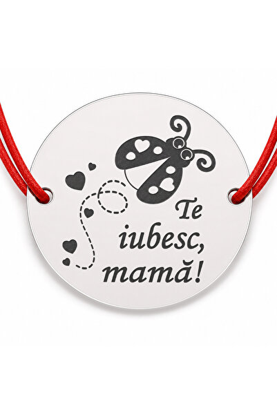 Simoshop Brățară argint 925 cu bănuț Te iubesc, mamă, șnur reglabil — cadou