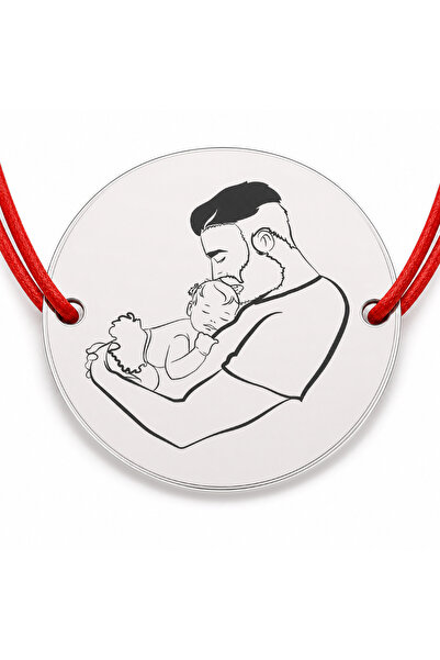 Simoshop Brățară argint 925 cu bănuț tată cu barbă și bebeluș — cadou