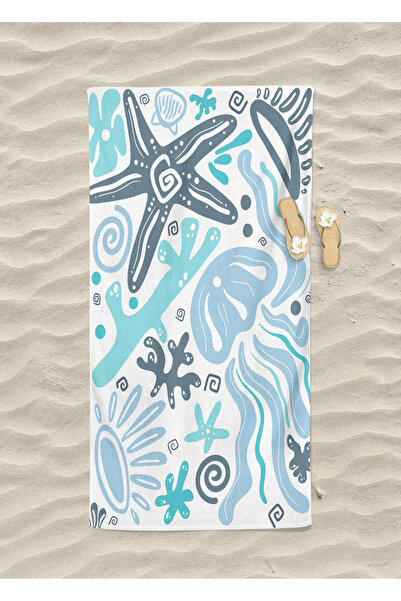 Levva Home Starfish Coast Patterned Cotton Digital Printed Girls' Beach Towel...