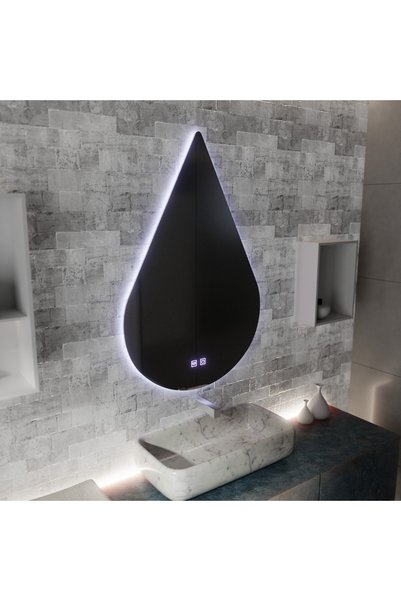 Alessandro DESIGN Oglinda LED Touch River, 52W, Sistem Dezaburire, 80X120cm, Forma de Picatura