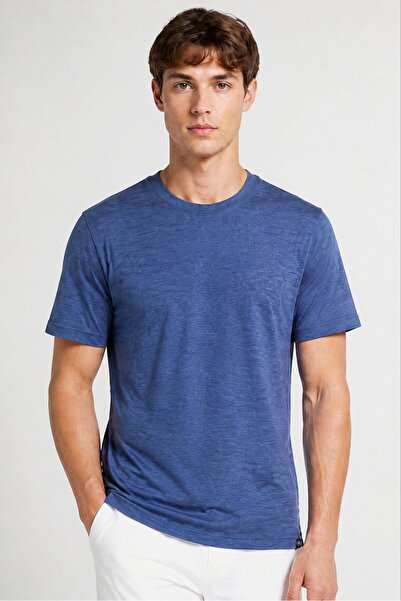 gaiam Men Slim Fit Short Sleeve Training T-Shirt, Navy Heather