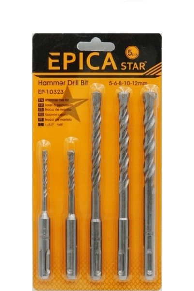 EPICASTAR Epica Star Σετ 5 τρυπανιών με στέλεχος SDS Plus για οικοδομικά υλικά