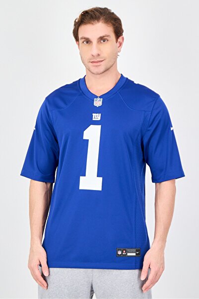 Nike x NFL Men Loose Fit Short Sleeve Ney York Giants Football Jersey, Blue