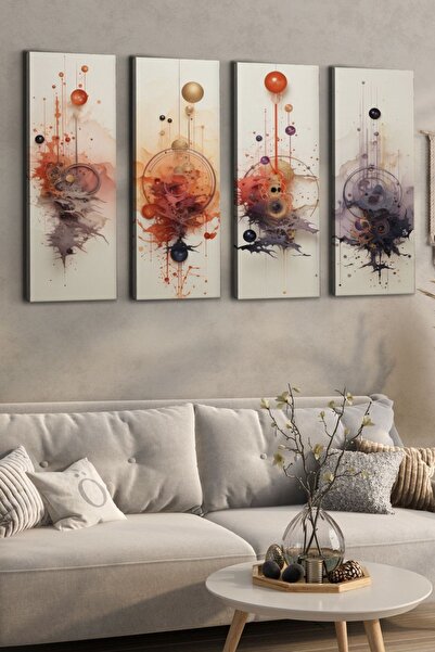 OEM Set de 4 tablouri decorative pe pânză, 4x30x90 cm, 100% pânză, ramă din l...