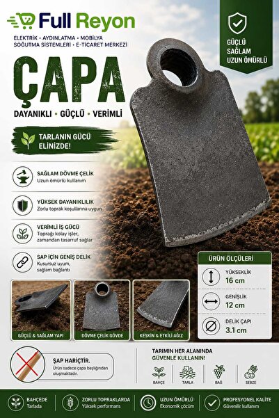 fullreyon El Yapımı Evladiyelik Çelik Çapa, Tarım Çapası, Bahçe Çapası, Ömürl...