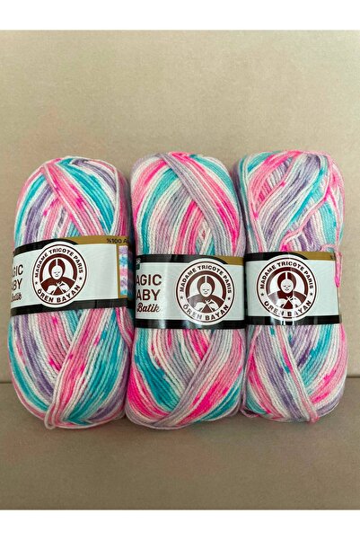 Ören Bayan Magic Baby Bati̇k Knitting Yarn - 401 / 2024-01 Pink Embroidered -...
