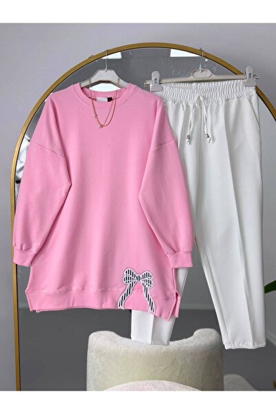 VOLT CLOTHİNG Butterfly Embroidered Hijab Tunic and Pants Set