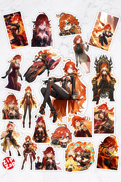 ZipZap Mavuika Genshin Impact Anime Gacha Adhesive Foil Sticker Pack (20 Pcs)