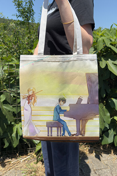 ZipZap Your Lie in April V3 Summer Winter Double-Sided Canvas Printing Tote B...