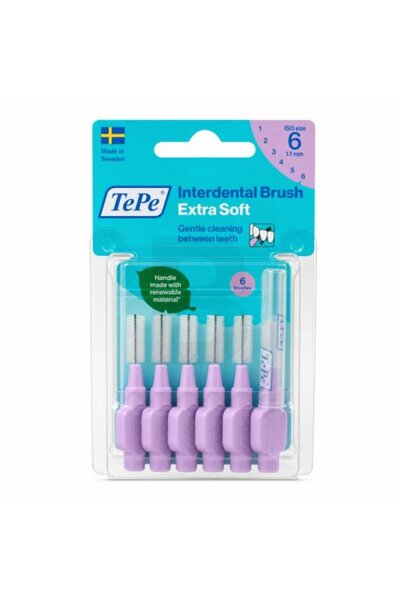 TePe Periuță interdentară – Periuțe interdentare extra moi, 6 bucăți, 1,1 mm