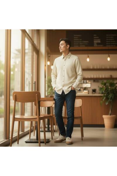 ronex Relax Fit Gofre Fabric Men's Shirt