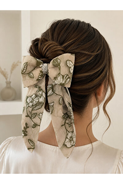 Bymiel Long Tail Bow Hair Clip – Chiffon Fabric Tie-Back Hair Clip