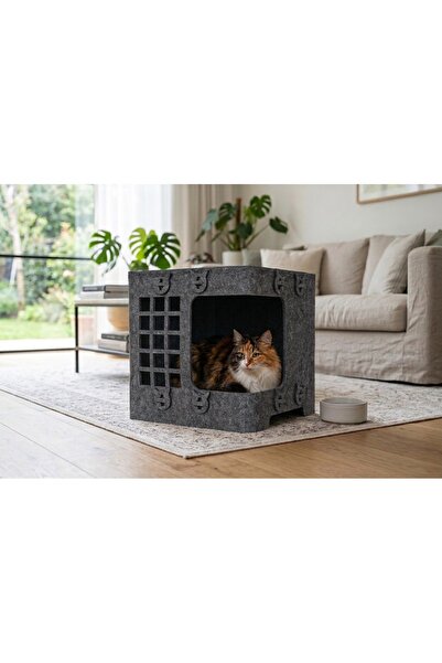 CatMozz Ketoki Tek Katlı Keçe Kedi Evi – Modern Tasarımlı Kedi Yuvası, Konfor...
