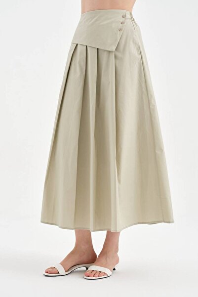 tw3 Women's fold-over front detail lined long skirt