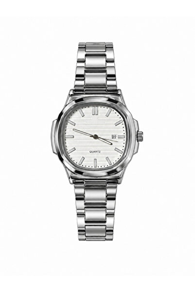 Premium Erkek Kol Saati Çelik Kordon Lacivert Kadran Takvimli Quartz Analog Bilek Saati