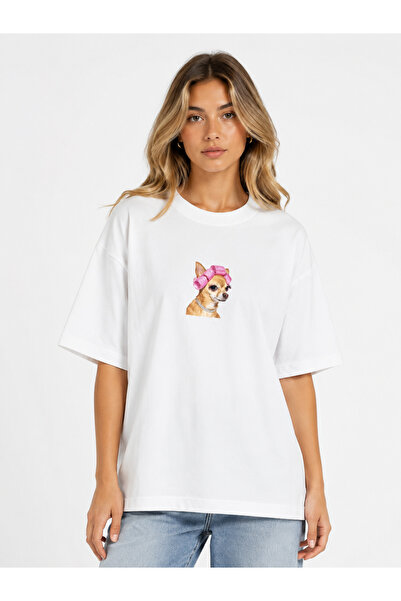 Compostela Unisex Women's Men's Kokoş Dog Animal Design Printed Oversized Thi...