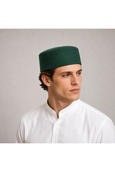 koçaktoptan 100% Cotton Emerald Green Stitched Skullcap