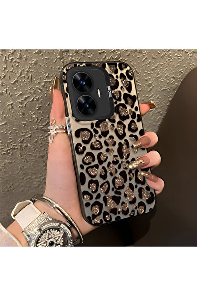CASEVIBE Realme C55 Uyumlu Leopar desenli şık darbeye dayanıklı telefon kılıfı
